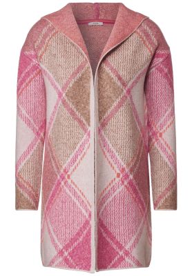 TOS_Check Hoody Cardigan cosy coral 